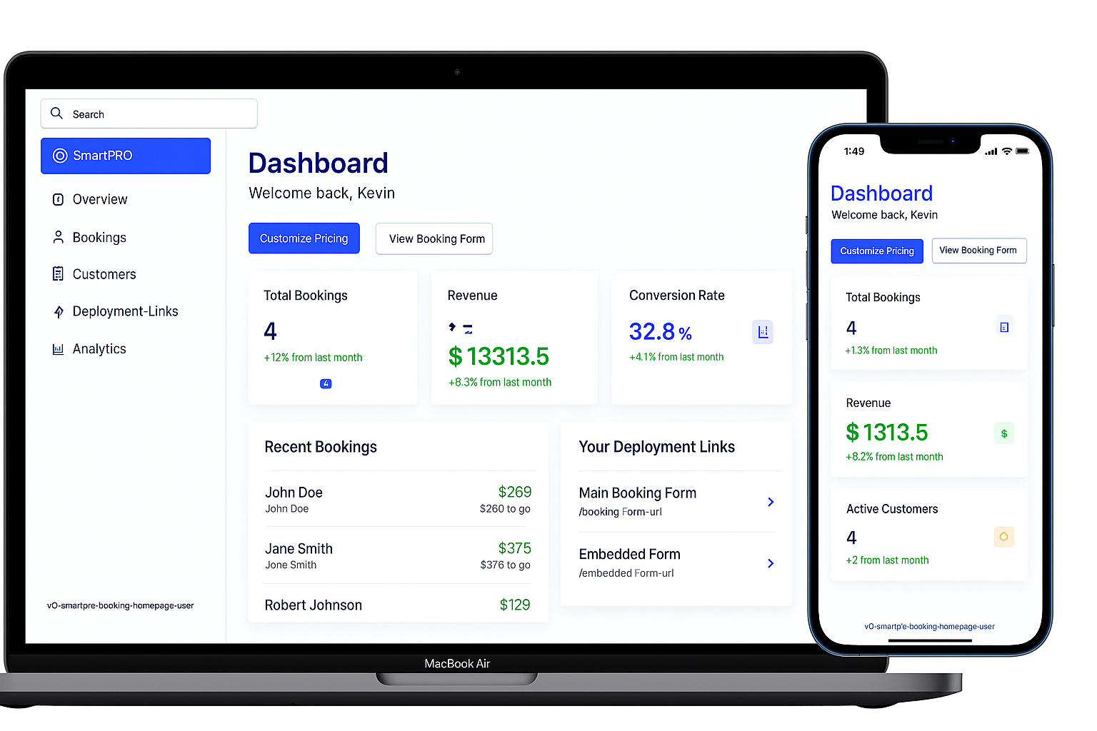 Smart PRO Booking dashboard interface